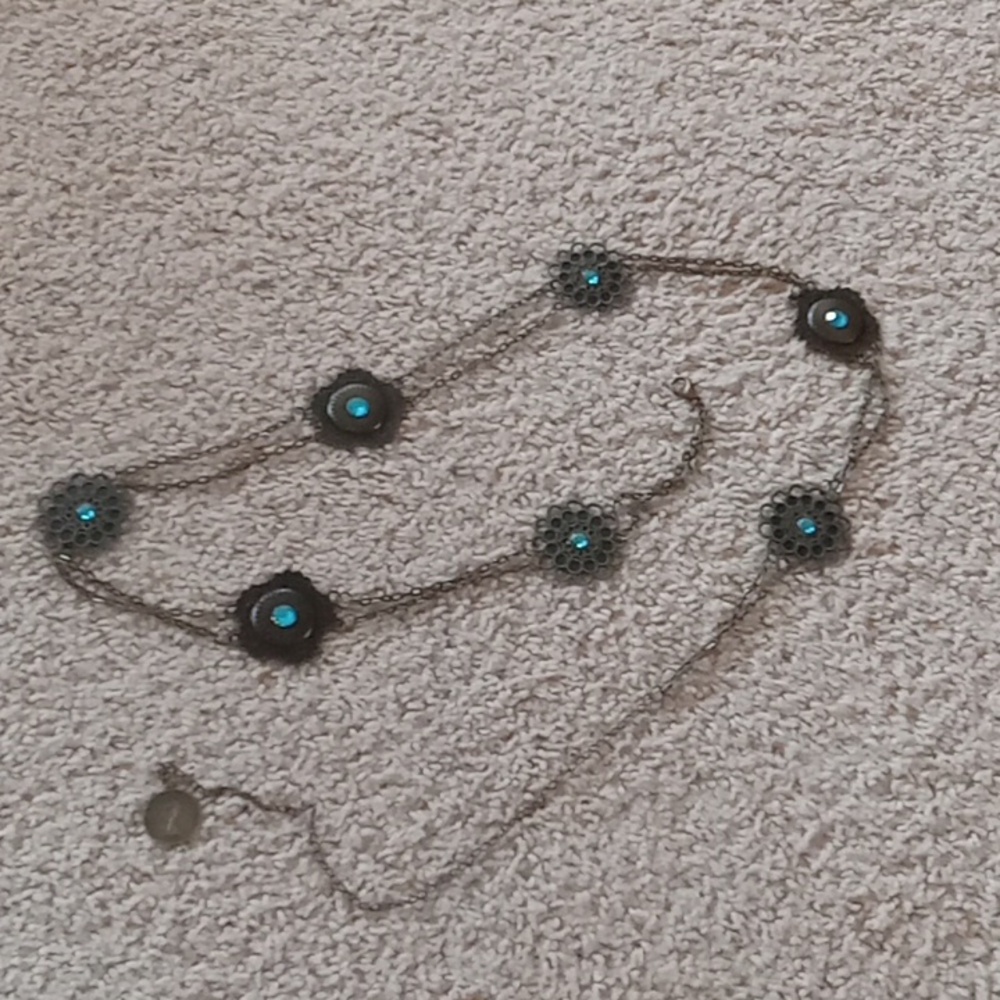 Vintage Metal Blue Rhinestone Belt